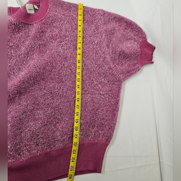 Anthropologie Maeve Violetta Short Sleeve Tinsel Sweater In Pink SZ XL NWT - Picture 13 of 14